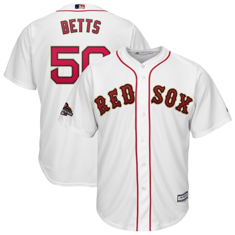 youth MLB Boston Red Sox #50 Betts white Gold Letter game jerseys->los angeles dodgers->MLB Jersey
